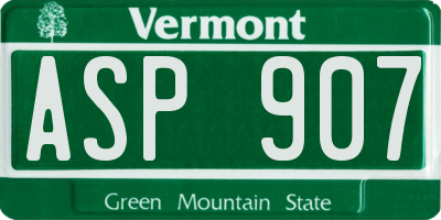 VT license plate ASP907