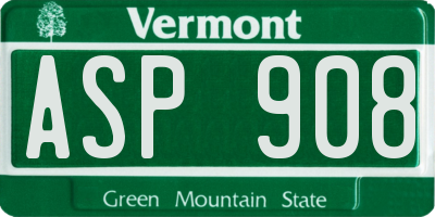 VT license plate ASP908