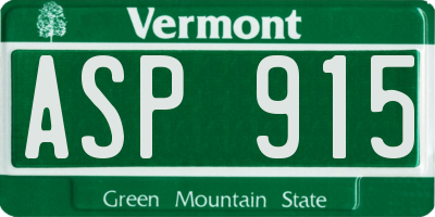 VT license plate ASP915