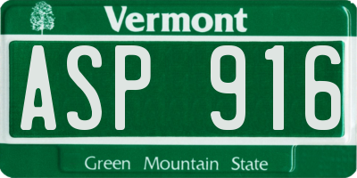 VT license plate ASP916