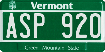 VT license plate ASP920