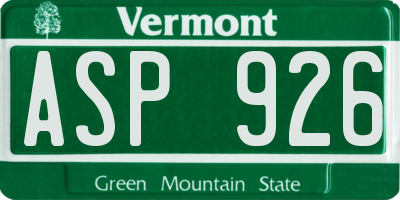 VT license plate ASP926