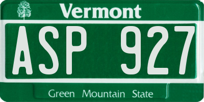 VT license plate ASP927