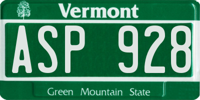 VT license plate ASP928