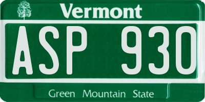 VT license plate ASP930