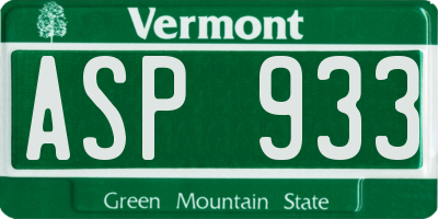 VT license plate ASP933