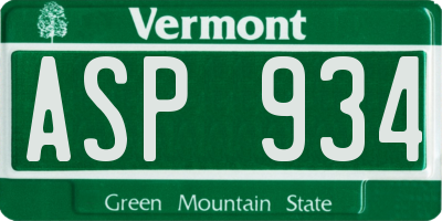 VT license plate ASP934