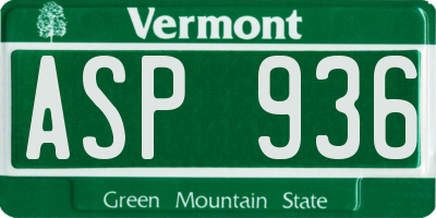 VT license plate ASP936