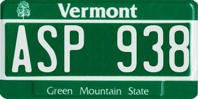 VT license plate ASP938