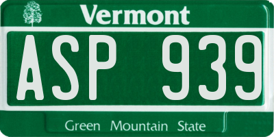 VT license plate ASP939