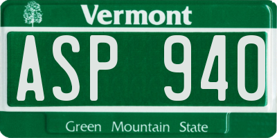 VT license plate ASP940