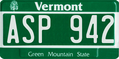VT license plate ASP942