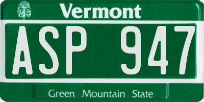 VT license plate ASP947