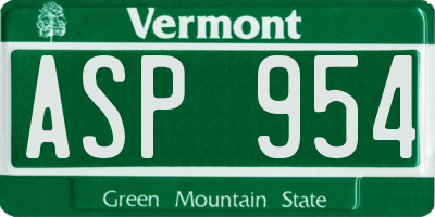 VT license plate ASP954