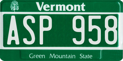 VT license plate ASP958