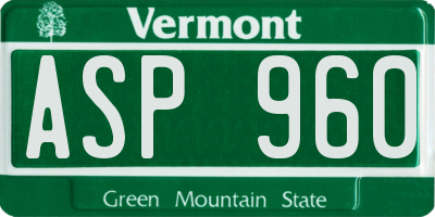 VT license plate ASP960