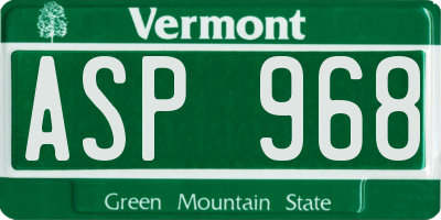 VT license plate ASP968