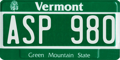 VT license plate ASP980