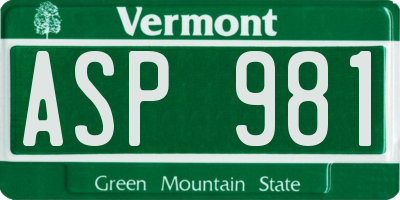 VT license plate ASP981