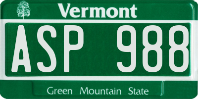 VT license plate ASP988