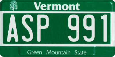 VT license plate ASP991