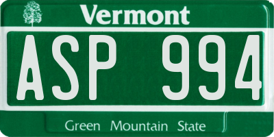 VT license plate ASP994