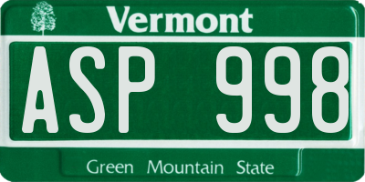 VT license plate ASP998