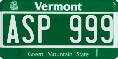 VT license plate ASP999