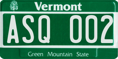 VT license plate ASQ002