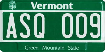VT license plate ASQ009