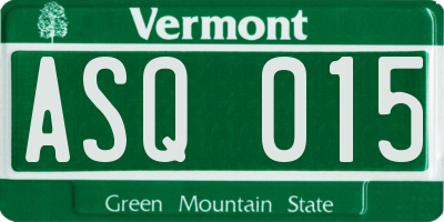 VT license plate ASQ015