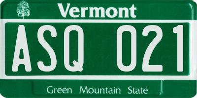 VT license plate ASQ021
