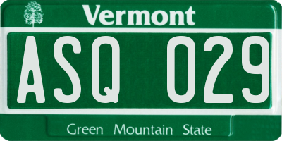 VT license plate ASQ029