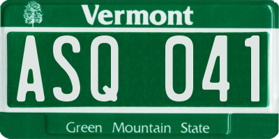 VT license plate ASQ041