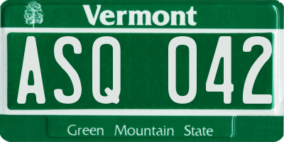 VT license plate ASQ042