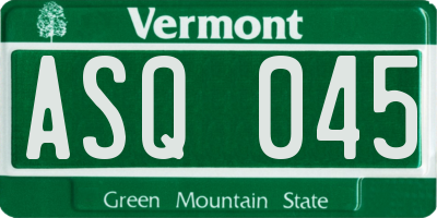 VT license plate ASQ045