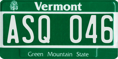 VT license plate ASQ046