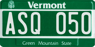VT license plate ASQ050