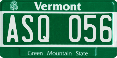 VT license plate ASQ056