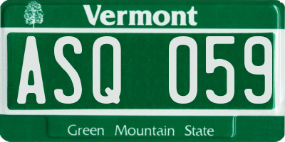 VT license plate ASQ059