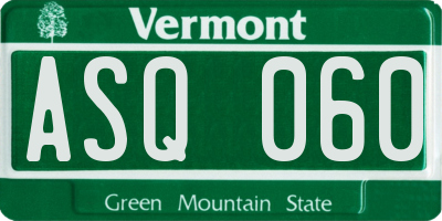 VT license plate ASQ060