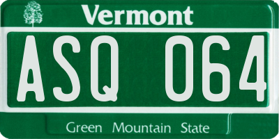 VT license plate ASQ064