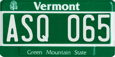 VT license plate ASQ065