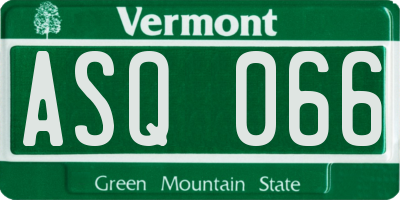 VT license plate ASQ066