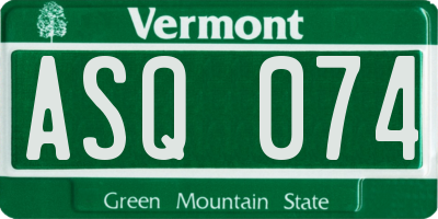 VT license plate ASQ074