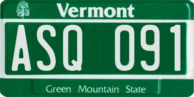 VT license plate ASQ091