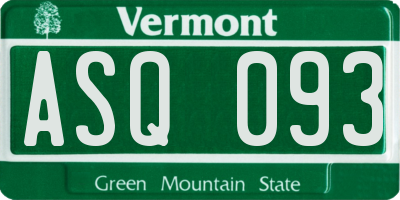 VT license plate ASQ093