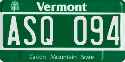 VT license plate ASQ094