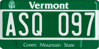 VT license plate ASQ097