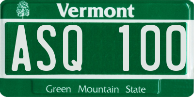 VT license plate ASQ100